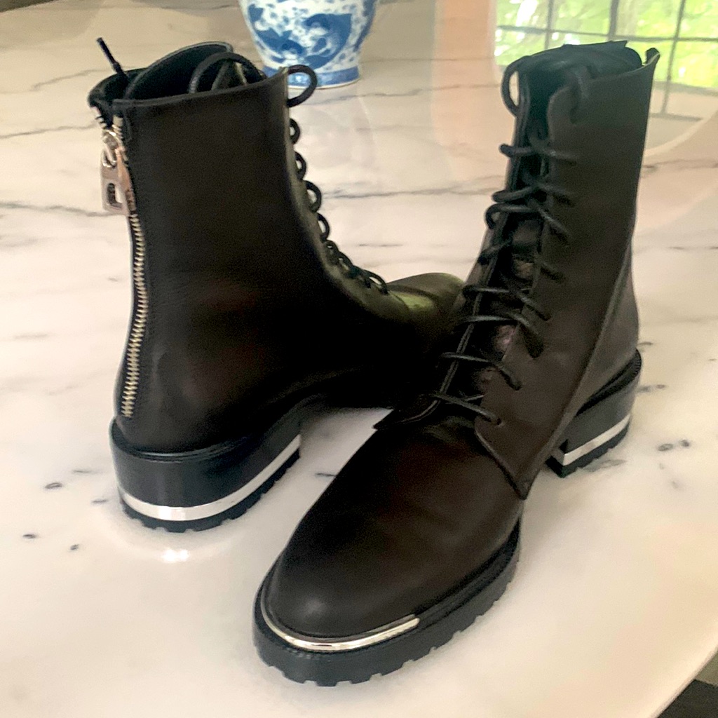 New $789 Barbara Bui Italian Leather Moto Biker Boots Ankle Lace